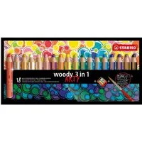 STABILO Buntstift STABILO woody 3 in 1 ARTY Buntstift - 10 mm - 18er Set + Pinsel und
