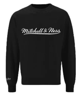 Mitchell Ness Skript -Logo -Männer schwarzer Pullover