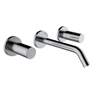 LAUFEN 3-Loch Waschtischmischer Unterputz Kartell LAUFEN Festauslauf Ausladung 175 mm PVD Edelstahl H3123360901201