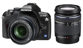 Olympus E-450 [10MP 27"] schwarz inkl. Zuiko Digital ED 14-42mm 1:35-56 + Zuiko Digital ED 40-150mm 1:40-56 Objektiv