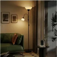 HOMCOM Stehlampe Standleuchte mit 360° schwenkbaren 2 Lampenköpfen, Farbwechsel, LED wechselbar, Warmweiß, Neutralweiß, Kaltweiß, Mutter-Kind-Design, 3 Farbtemperaturen