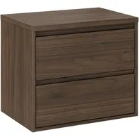 Lomadox Waschbeckenschrank VERZUOLO-56-WALNUT 60 cm breit in Walnuss, wandhängend, grifflos