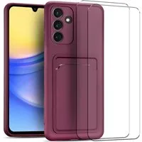 CoolGadget Handyhülle Lila als 2in1 Schutz Cover Set für das Samsung Galaxy A54 5G 6,4 Zoll, 2x Glas Display Schutz Folie + 1x TPU Case Hülle für Galaxy A54 5G