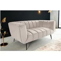 riess-ambiente 2-Sitzer NOBLESSE 165cm champagner / schwarz · Couch mit Bezug aus Samt, Einzelartikel 1 Teile, Federkern-Polsterung · Metall-Füße · Lounge-Sofa im Retro Design