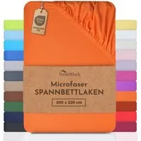 NatureMark Spannbettlaken Mikrofaser Spannbetttuch, Polyester, Gummizug: rundum, viele Größen und Farben Markenware, 200x220 cm, Terrakotta