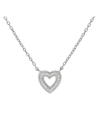 Zeeme Silber Halskette Silber 925 rhodiniert 42+5cm lang mit Herz-Motiv