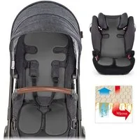 Zamboo Kinderwagen-Sitzauflage Universal - Grau, Sommer Sitzeinlage für Kinderwagen, Buggy, Kindersitz & Babyschale