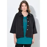 MIAMODA Sommerjacke Jeansjacke A-Linie Cape-Form Stehkragen