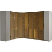 Villa Möbel Kleiderschrank (Kleiderschrank, 1-St., Eckschrank) Elegante Glasfront ruhiges Design hochwertige Verarbeitung
