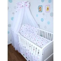 Primawela Babybettwäsche Baby Bettset - 6 teiliges Set mit Chiffon Himmel Bettwäsche Nestchen