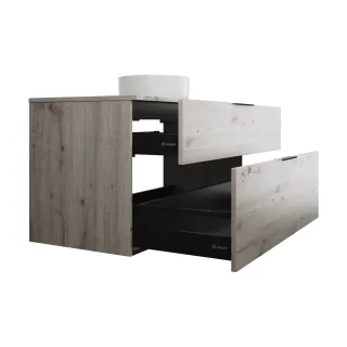 Burgbad Keramik Waschtisch-Set Eqio Eiche Dekor Silber/Alpinweiss, SGUM120F6015C0001 SGUM120F6015C0001