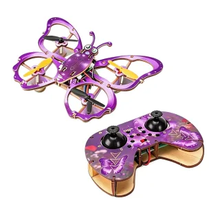 DWI MQ-58 Butterflying / Bee Design DIY Wooden Building Blocks 360° Flip LED Light Flying Toys Assembled KIT Remote Cont