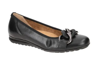 Gabor 72.625.27 Damen Ballerinas in Schwarz mit Keilabsatz und Gummisohle