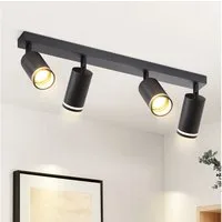 ZMH Deckenstrahler 4 Flammig Schwarz/Weiß Deckenlampe Metall GU10 für Schlafzimmer Flur, ‎Deckenmontage, ohne Leuchtmittel, Schwenkbar Modern Küchenlampe Deckenspots