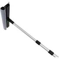 vom Pullach Hof Teleskopstiel Teleskopstange 4 Meter mit Fensterwischer, Schwamm und Abziehlippe, Ideal für hohe Fensterreinigung, einfache Handhabung