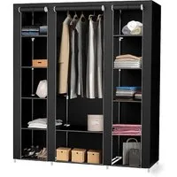 JEOBEST Stoffschrank Kleiderschrank Stoffschrank mit Kleiderstange mit Kleiderstange, Reißverschluss & Ablagen 172*134*43cm