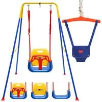 Clanmacy Einzelschaukel 4in1 Kinder Schaukel mit Gestell, Babyschaukel bis 90 kg