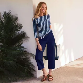 Stretch-Freizeithose in 3/4-Länge, Damen,  Blau, Baumwoll-Mischung, by Lands' End