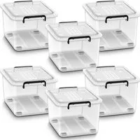 tillvex Aufbewahrungsbox mit Deckel lebensmittelecht Kunststoff Boxen Set stapelbar (Aufbewahrung Ordnungssystem Box groß Aufbewahrungsbox, 6 St., Kleiderboxen transparent 100% Neumaterial)