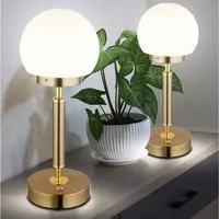GLOBO LIGHTING LED Tischleuchte, LED-Leuchtmittel fest verbaut, Neutralweiß, Warmweiß, Tageslichtweiß, LED Tischleuchte Nachttischlampe Touchdimmer Glas messing CCT 2er Set