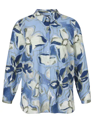 VIA APPIA DUE - Bluse Hemdkragen 1/1 Arm Druck hellblau multicolor - Gr. - 46
