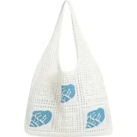 Bwecuy Schultertasche Boho Stricktasche Damen gehäkelt große Kapazität Bohemian-Tasche
