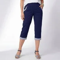 OriginalYou Caprihose Damen Sommerhose aus 95% Baumwolle 7/8 Freizeithose maritimer Look & Beinumschlag, in den Größen 36 bis 50 erhältlich