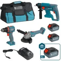 Könner & Söhnen Akku-Schlagbohrschrauber KS RHAGD 20V SET 3 PLUS, (3-in-1 Meister-Set mit Bohrer, Schleifer, Hammer & 3 Akkus, 1-tlg., Inklusive zusätzlichem 4Ah Akku als Geschenk & 4,5A Schnelllader), Bürstenlose Motoren, 2J Schlagkraft, Drehzahlreg