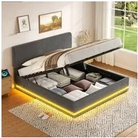 TavilaEcon Boxspringbett Moderne Polsterbetten mit LED-Beleuchtung und USB-C-Ladefunktion (1-St), mit höhenverstellbarem Kopfteil, Cord-Stoff, stabilem Lattenrost