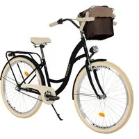 Milord Cityrad Milord City Fahrrad Korb Damen, 28/26 Zoll, Schwarz-Creme, 3-Gang, 3 Gang, (Fahrradständer, Gepäckträger, Klingel, Korb, Kotflügel)