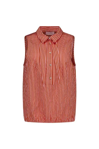 Studio Anneloes - Kimmy stripe poplin blouse orchid orange/pop pink - Gr. - M