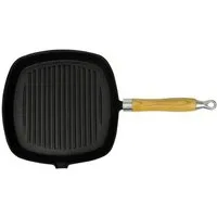 vidaXL Grillpfanne Grillpfanne mit Holzgriff Gusseisen 20 x 20 cm