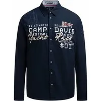 CAMP DAVID Langarmhemd mit Logo-Applikationen blue navy
