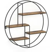 Vicco Bücherregal Fyrk, Eiche rustikal/Schwarz, 55 x 55 cm Rund, 1-tlg.
