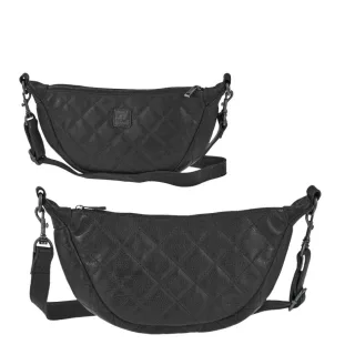 Crossbody Bag Damen schwarz Leder | Bear Design Umhängetasche Laura