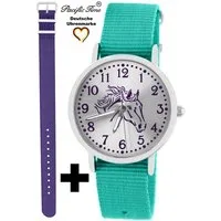 Pacific Time Quarzuhr Set Kinder Armbanduhr Pferd violett Wechselarmband, Mix und Match Design - Gratis Versand