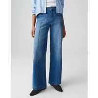 OPUS PANTS Palazzohose MELLY GROOVE aus Dry Indigo® Mid Rise Palazzo Fit, Long, leichte Used-Effekte