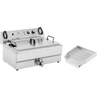Royal Catering Fritteuse RCPBG 16H, 3000 W, Fettbackgerät 30 L Donut Berliner Backwaren Backgerät Edelstahl 3000 W