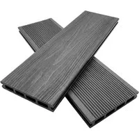 Floordirekt Terrassendielen WPC Komplettset Terrassendielen 2 m² Komplettset Crown 220cm Holzoptik, 22 mm Stärke, beidseitig nutzbar inkl Unterkonstruktion