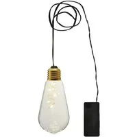 STAR TRADING Hängeleuchte LED Dekoleuchte GLOW klare Glühbirne mit Batteriebetrieb 13cm Timer, LED Classic, warmweiß (2100K bis 3000K)