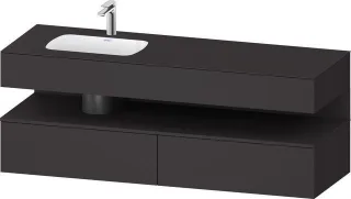Duravit Qatego Einbauwaschtisch mit Konsolenwaschtischunterbau Graphit Supermatt 1600x500x600 mm - Q QA4795080800000