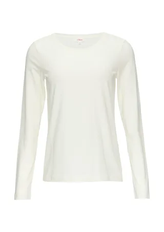 s.Oliver Red Label - Longsleeve im Slim Fit weiß - Gr. - 46