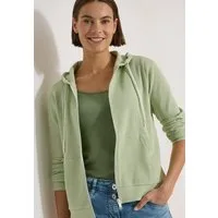CECIL Kapuzensweatjacke mit Struktur und seitlichen Taschen mit Knopf