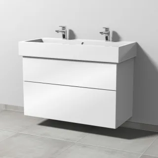 Sanipa 3way Waschtischunterbau zu Duravit Vero Waschtisch mit 2 Auszügen, Weiß-Glanz SF71978