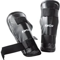 KWON Schienbeinschutz Kampfsport Kickboxen Krav Maga Karate MMA schwarz KWON Schien, Kunstleder, feucht abwischbar, Evolution XXS - XL