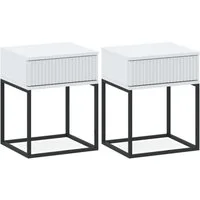 KONSIMO® Nachttisch RECTUS Nachtschrank, Modern, hergestellt in der EU (2-St), mit Schublade, geriffelte Schubladenfront, Push-to-Open