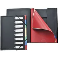 FOLDERSYS Organisationsmappe Ordnungsmappe A4 PP 8 Fächer 3 Klappen schwarz