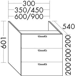 Burgbad Unterschrank Sys30 PG3 Diago 601x350x540 Sand Matt, WWSK035F3352 WWSK035F3352