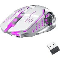 KINSI Gaming-Maus,Kabellose Maus,Stumm,Wiederaufladbar,2.4GHz Maus (3-stufige DPI-Einstellung)