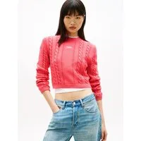 Tommy Jeans Strickpullover TJW CABLE SCRIPT SWEATER mit Zopfmuster